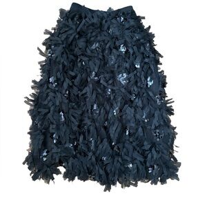 Beulah Style Midnight Fringe A-Line Skirt with embellishments